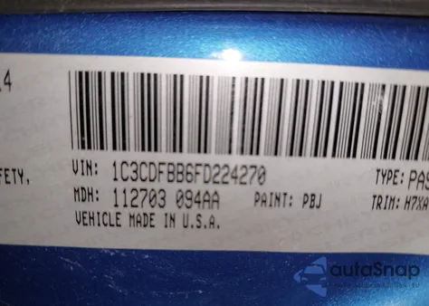 2015 Dodge Dart Sxt z USA, uszkodzony, nr VIN 1C3CDFBB6FD224270